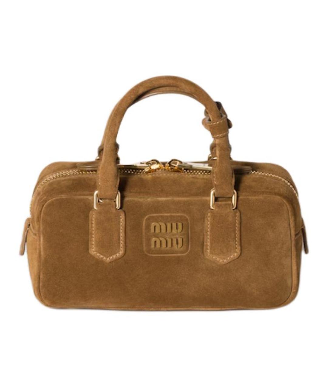 MIU MIU Коричневая замшевая сумка через плечо, фото 1