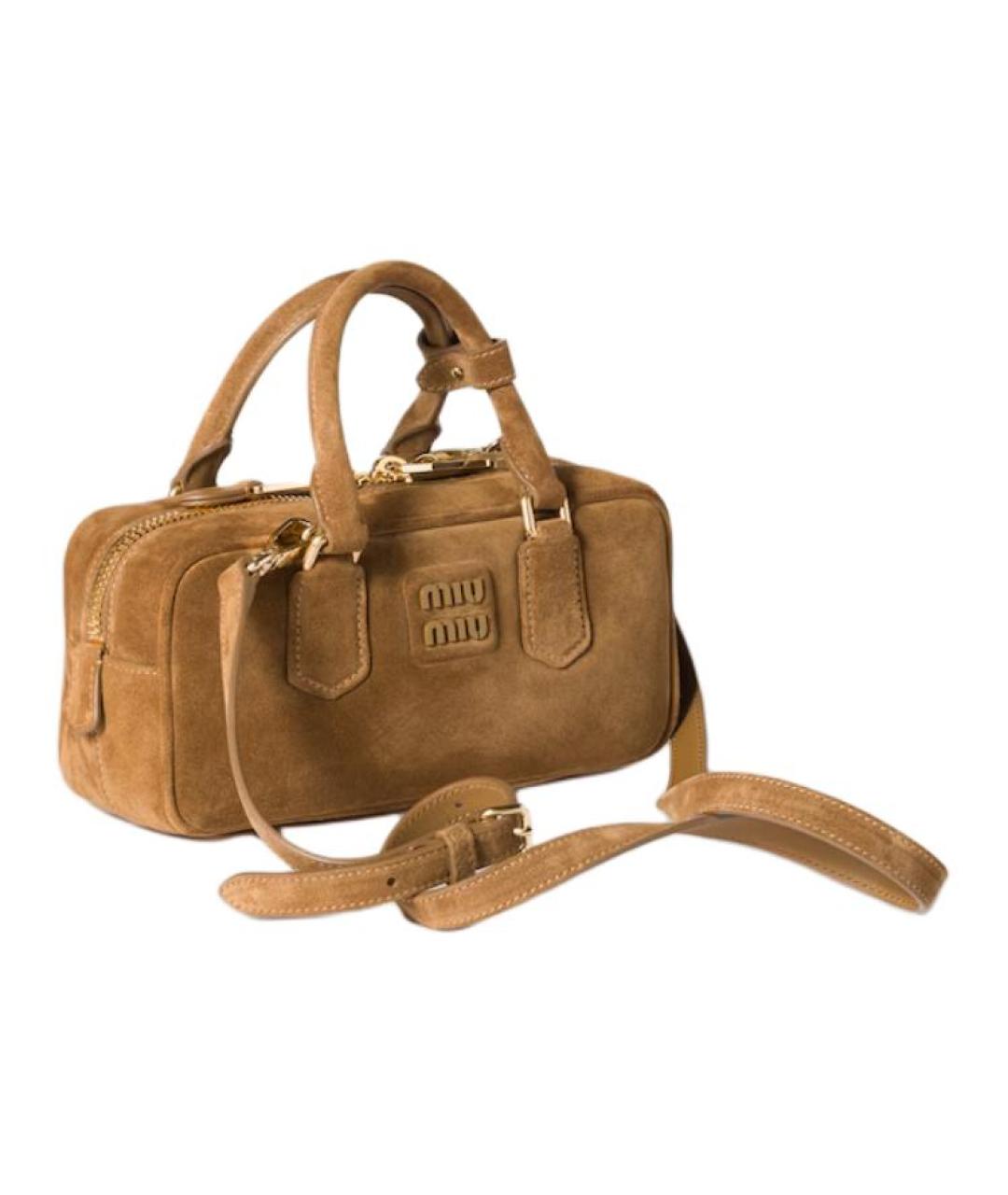 MIU MIU Коричневая замшевая сумка через плечо, фото 2