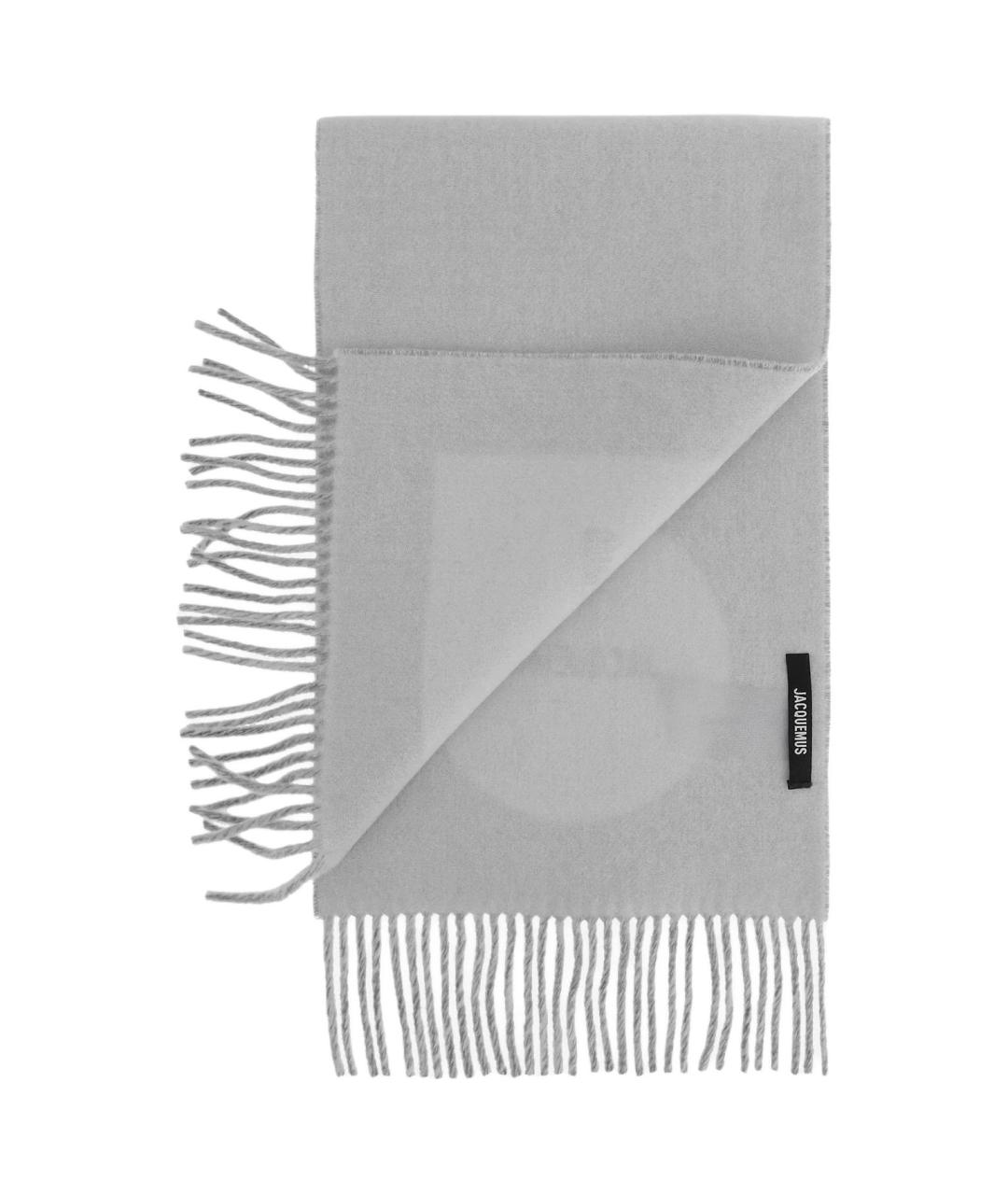 JACQUEMUS Серый шерстяной шарф, фото 2