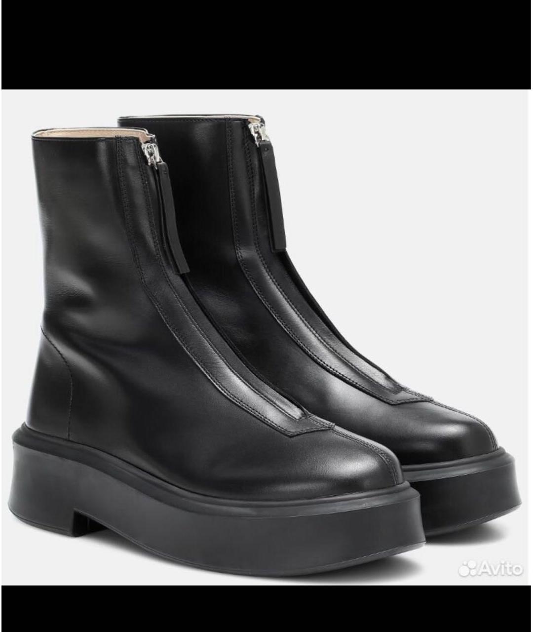 THE ROW Черные кожаные полусапоги, фото 5