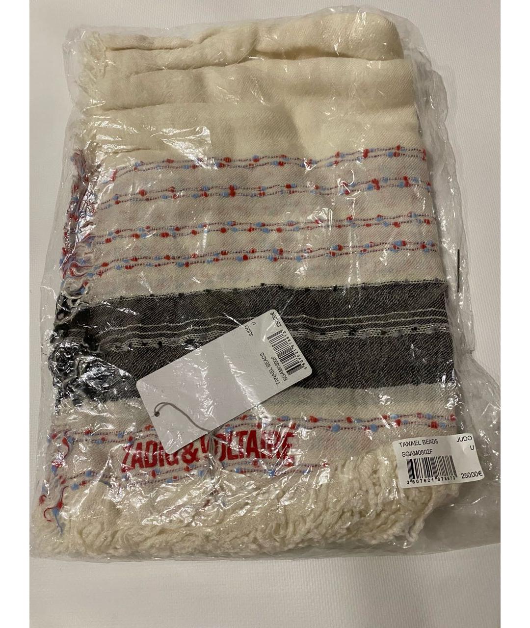 ZADIG & VOLTAIRE Белый шерстяной шарф, фото 7