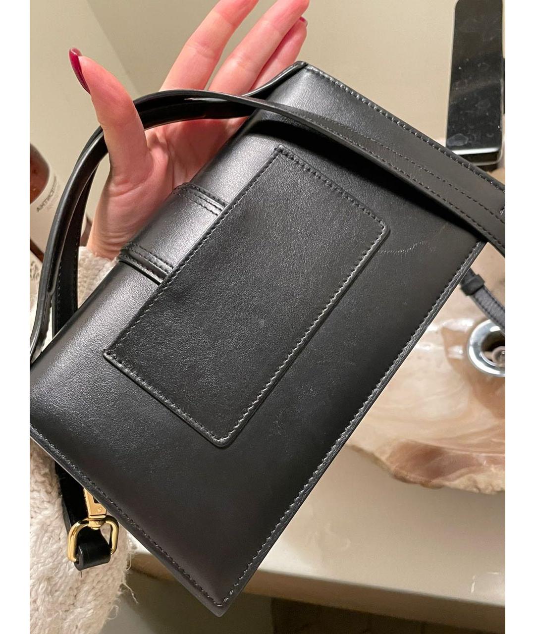 JACQUEMUS Черная кожаная сумка с короткими ручками, фото 5