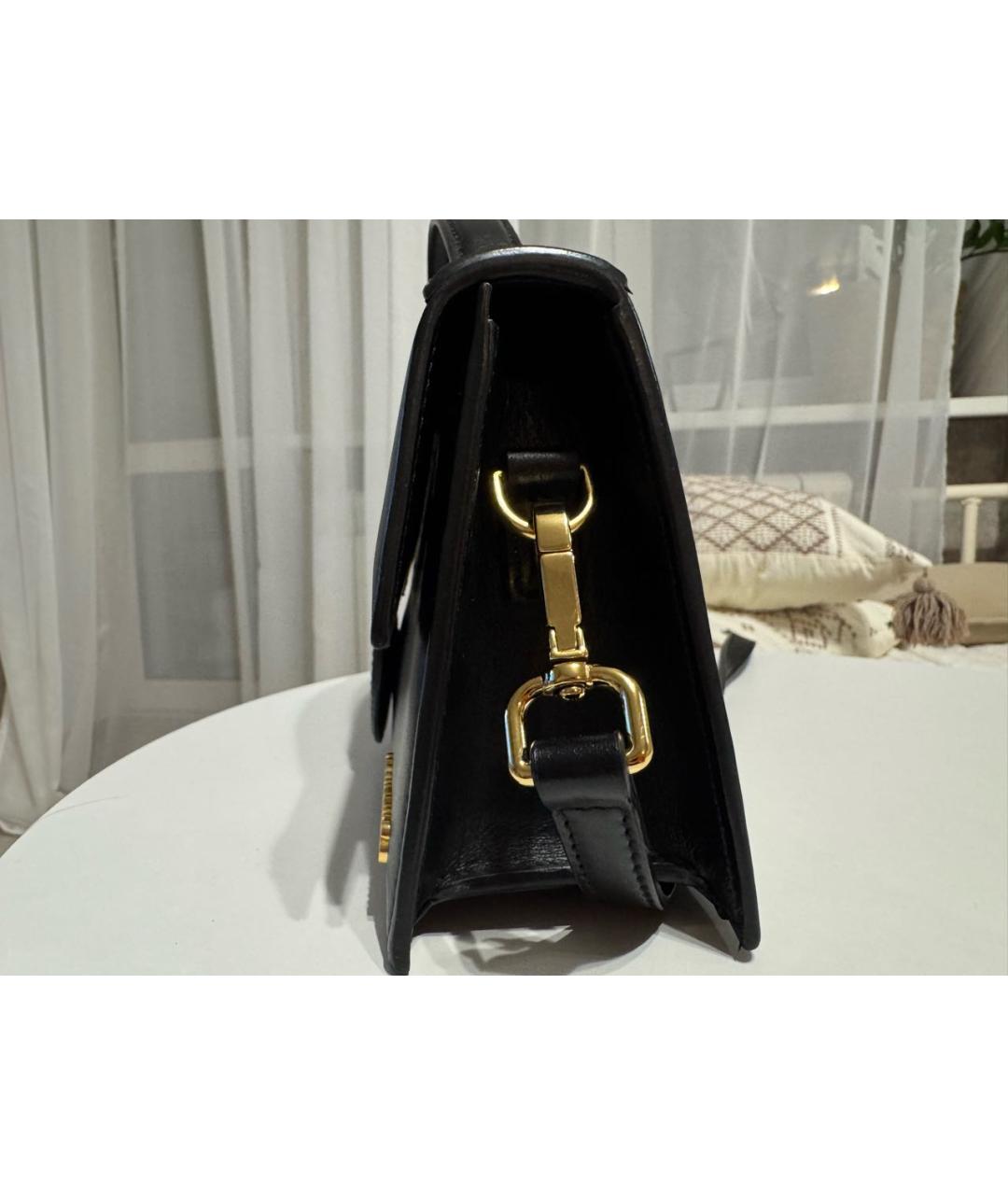 JACQUEMUS Черная кожаная сумка с короткими ручками, фото 2