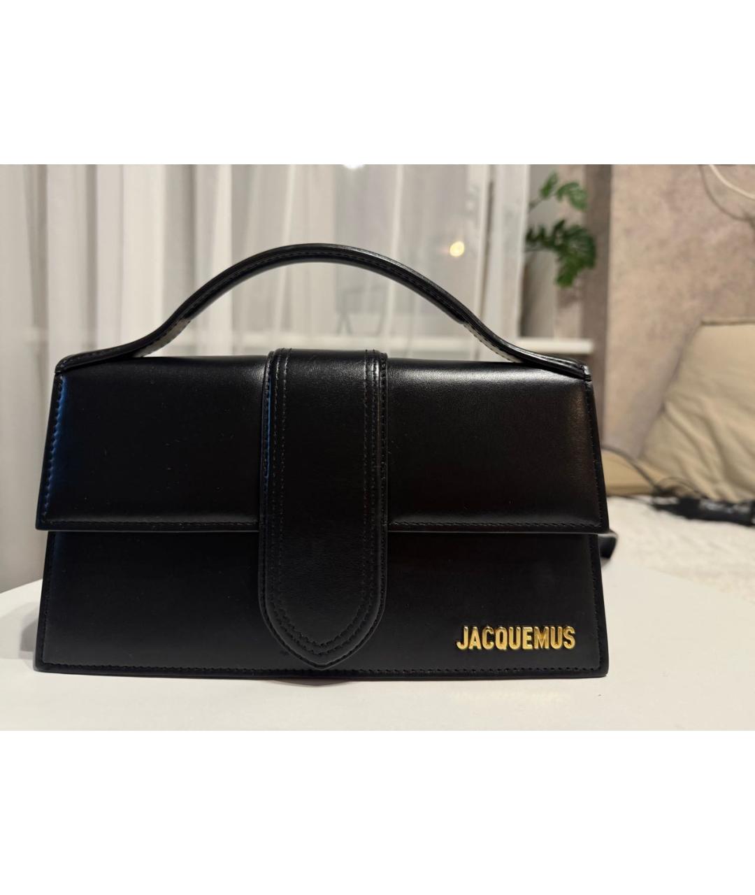 JACQUEMUS Черная кожаная сумка с короткими ручками, фото 7