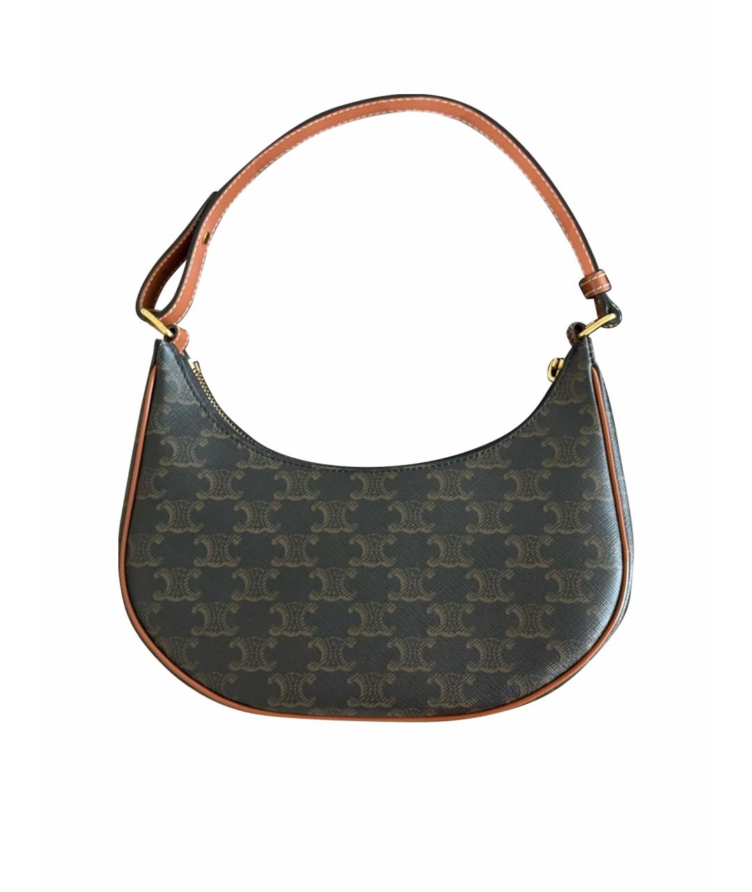 CELINE Коричневая кожаная сумка с короткими ручками, фото 1