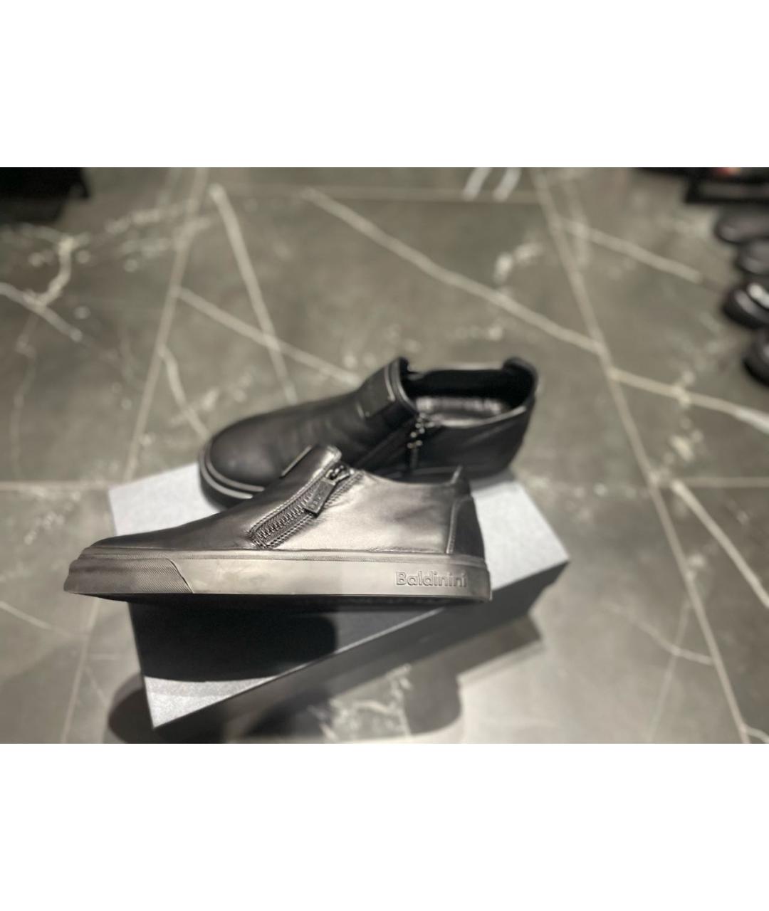 BALDININI Черные кожаные слипоны, фото 5