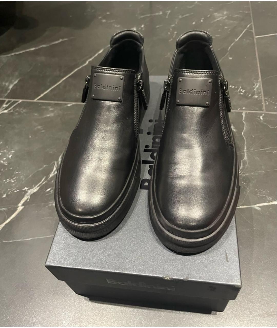 BALDININI Черные кожаные слипоны, фото 3