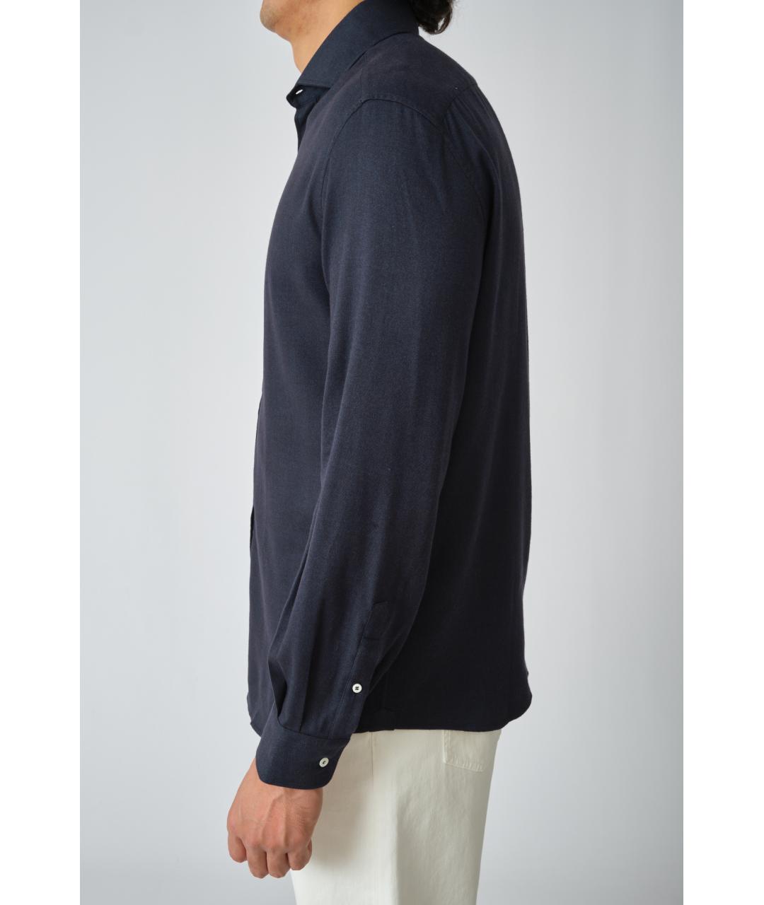 BRUNELLO CUCINELLI Темно-синяя хлопковая классическая рубашка, фото 4