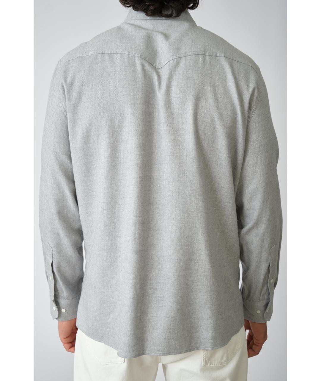 BRUNELLO CUCINELLI Серая хлопковая кэжуал рубашка, фото 5