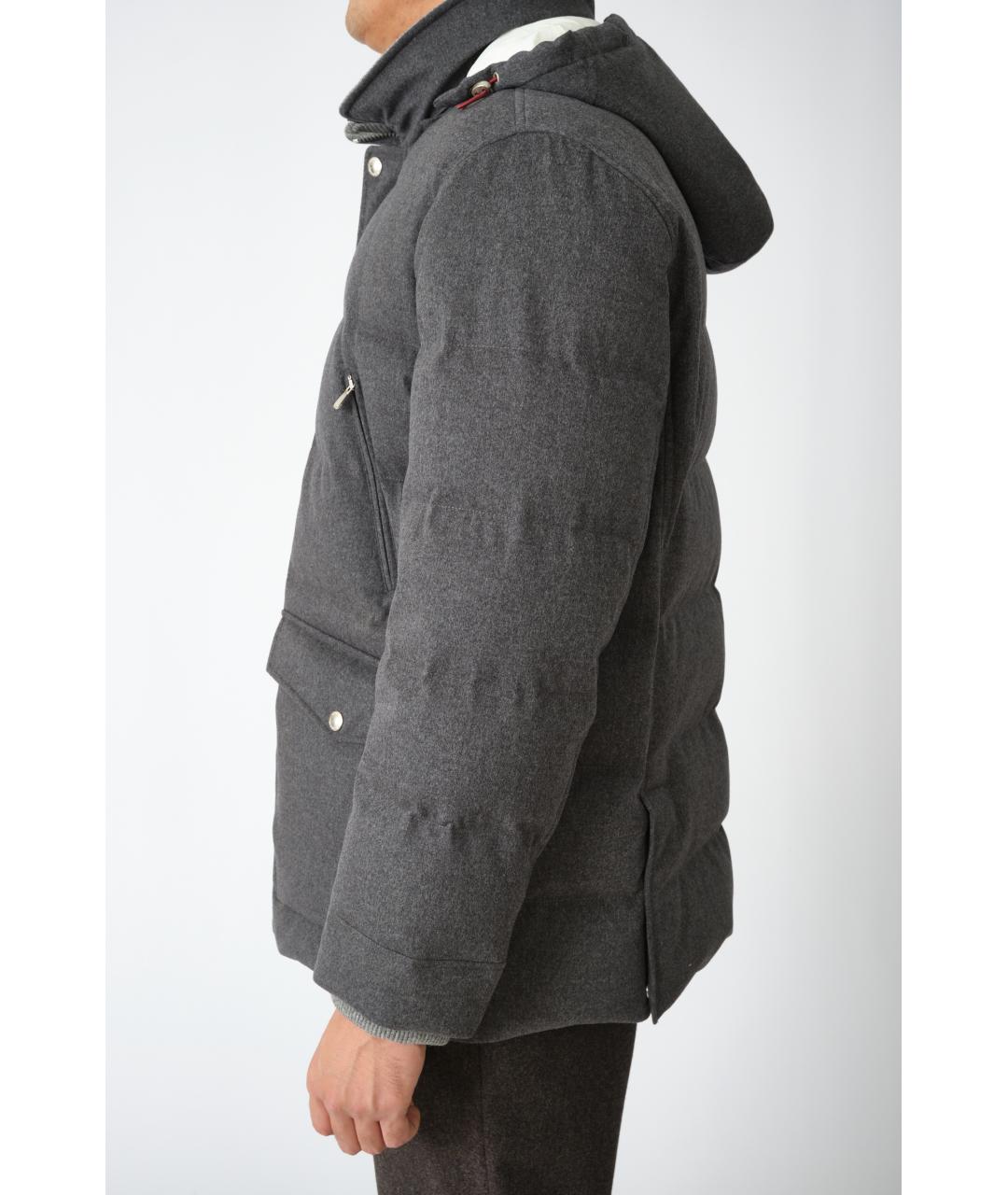 BRUNELLO CUCINELLI Серый шерстяной пуховик, фото 4