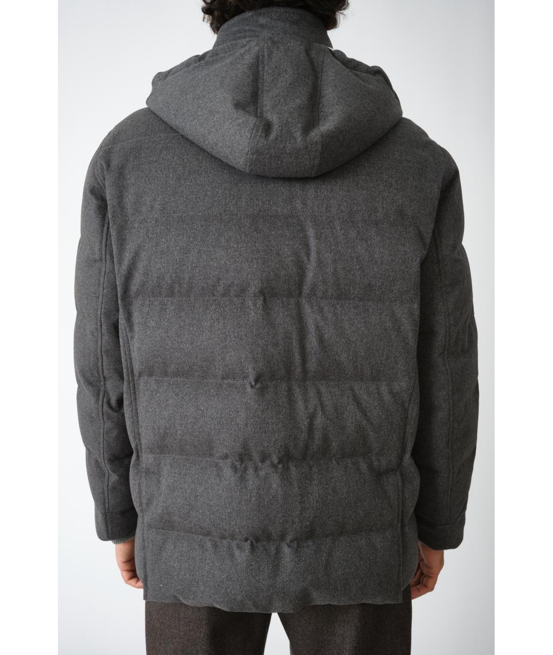 BRUNELLO CUCINELLI Серый шерстяной пуховик, фото 5
