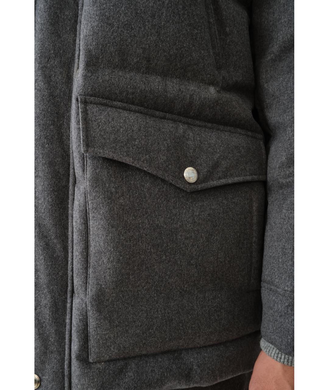 BRUNELLO CUCINELLI Серый шерстяной пуховик, фото 6
