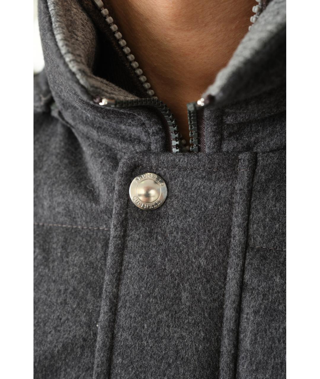BRUNELLO CUCINELLI Серый шерстяной пуховик, фото 7