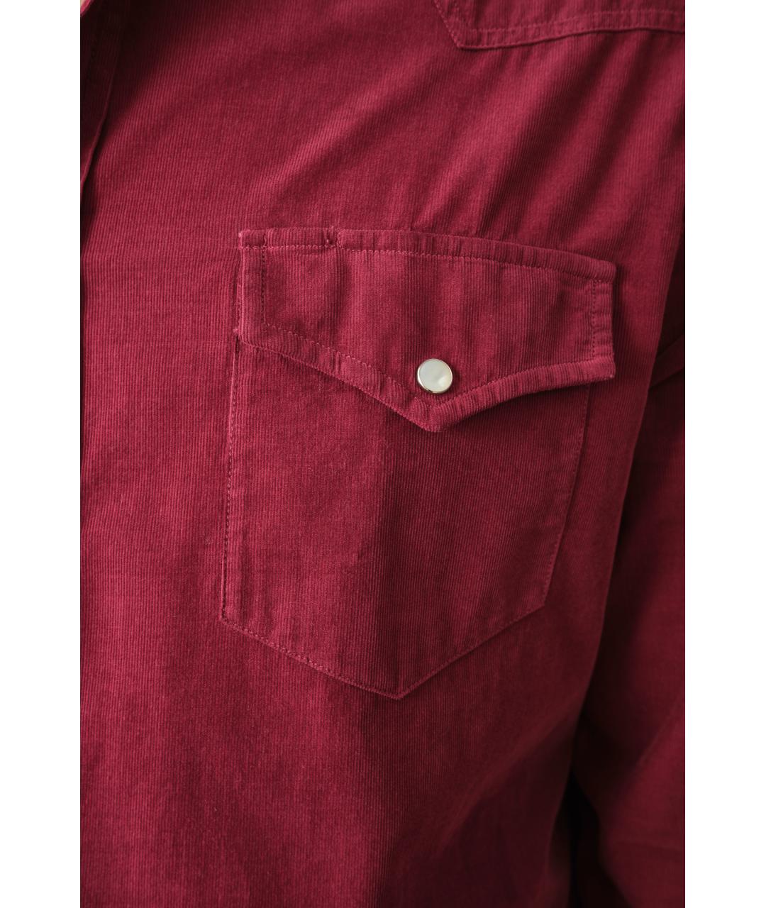 BRUNELLO CUCINELLI Бордовая хлопковая кэжуал рубашка, фото 6