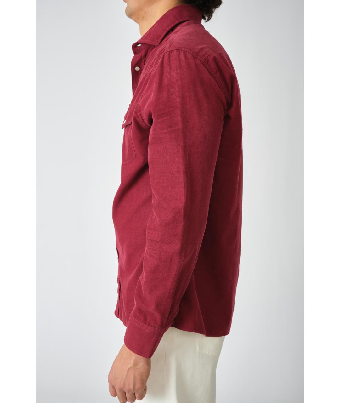 BRUNELLO CUCINELLI Бордовая хлопковая кэжуал рубашка, фото 4