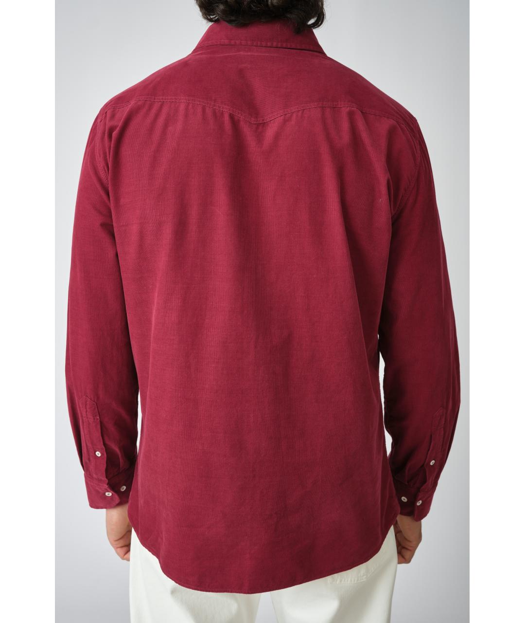BRUNELLO CUCINELLI Бордовая хлопковая кэжуал рубашка, фото 5