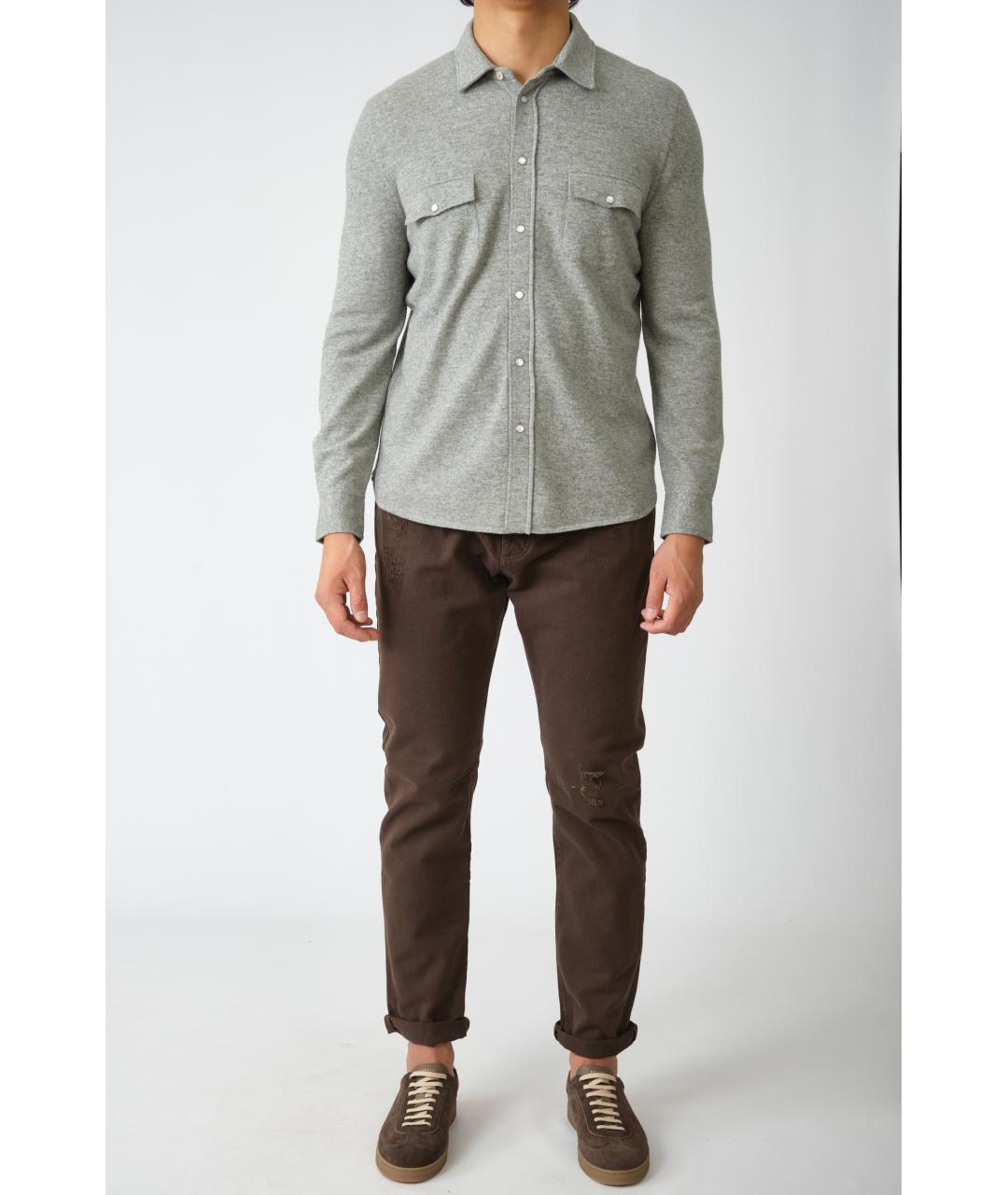 BRUNELLO CUCINELLI Серая шерстяная кэжуал рубашка, фото 2
