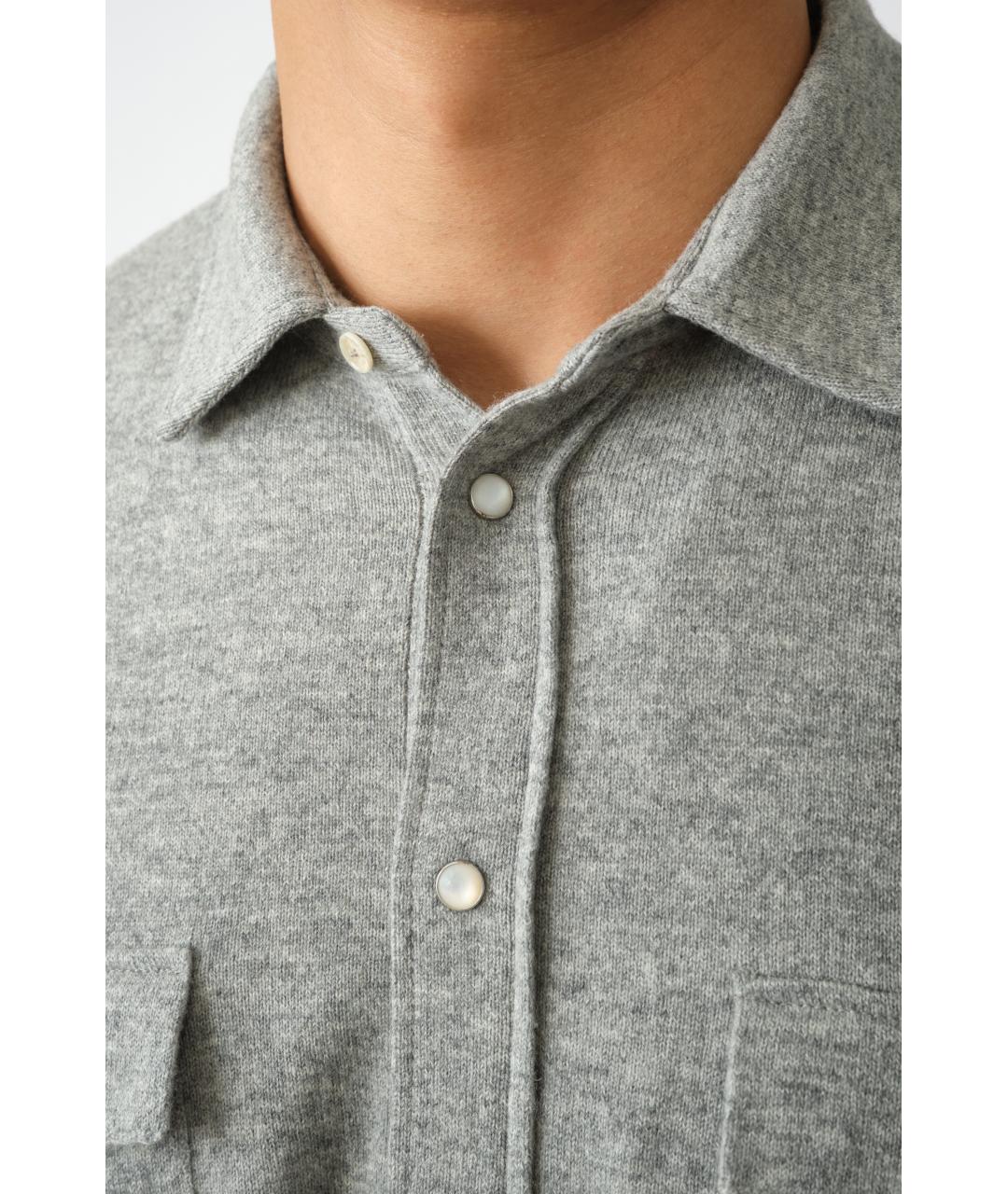 BRUNELLO CUCINELLI Серая шерстяная кэжуал рубашка, фото 7
