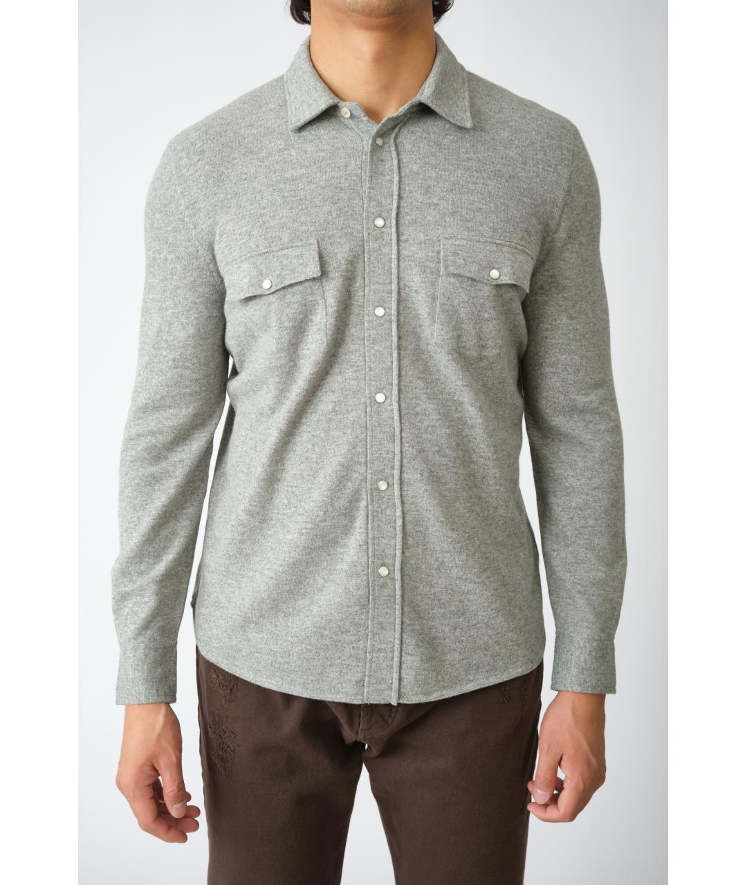 BRUNELLO CUCINELLI Серая шерстяная кэжуал рубашка, фото 3