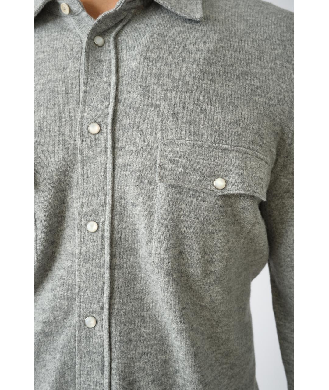 BRUNELLO CUCINELLI Серая шерстяная кэжуал рубашка, фото 6