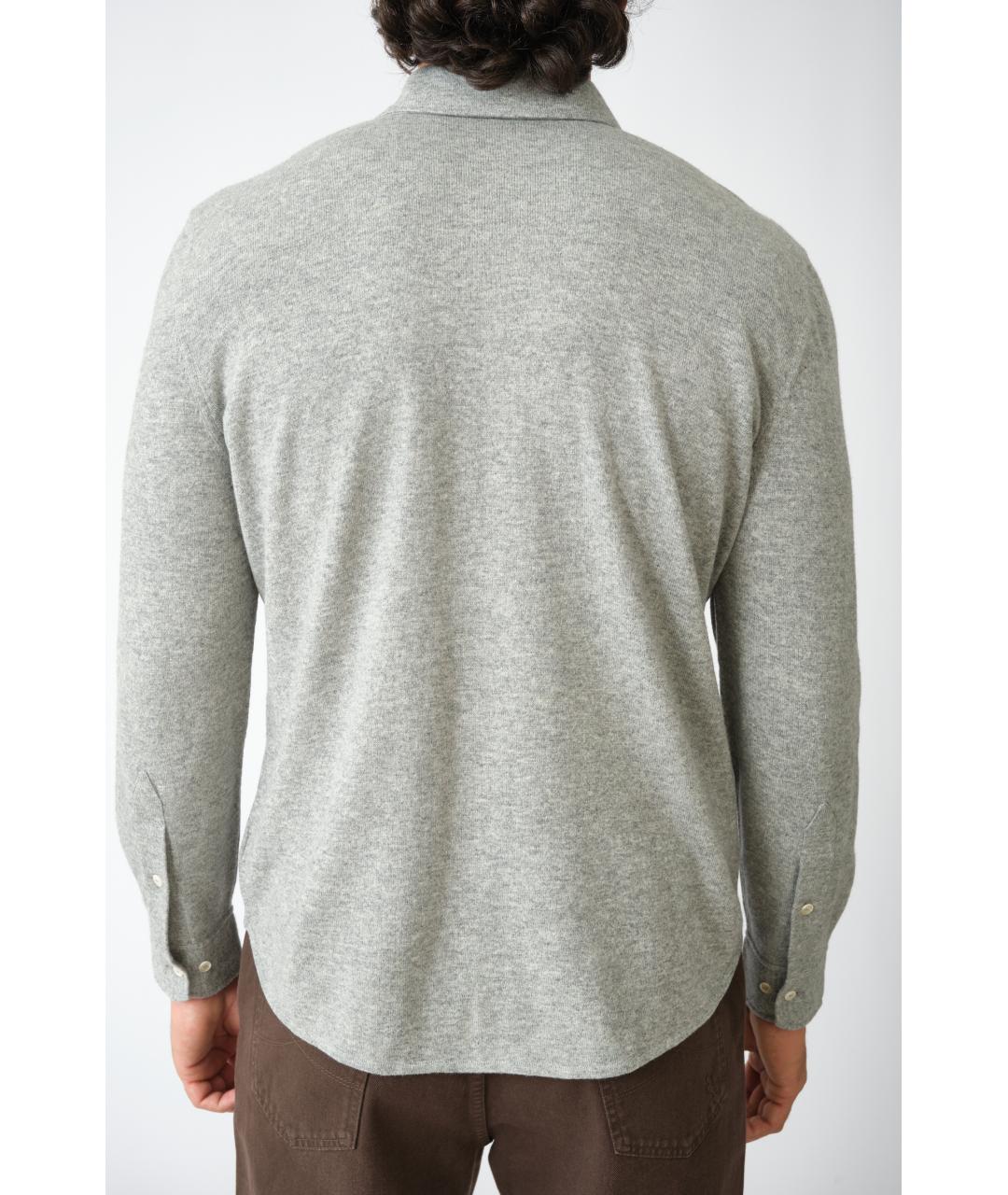 BRUNELLO CUCINELLI Серая шерстяная кэжуал рубашка, фото 5