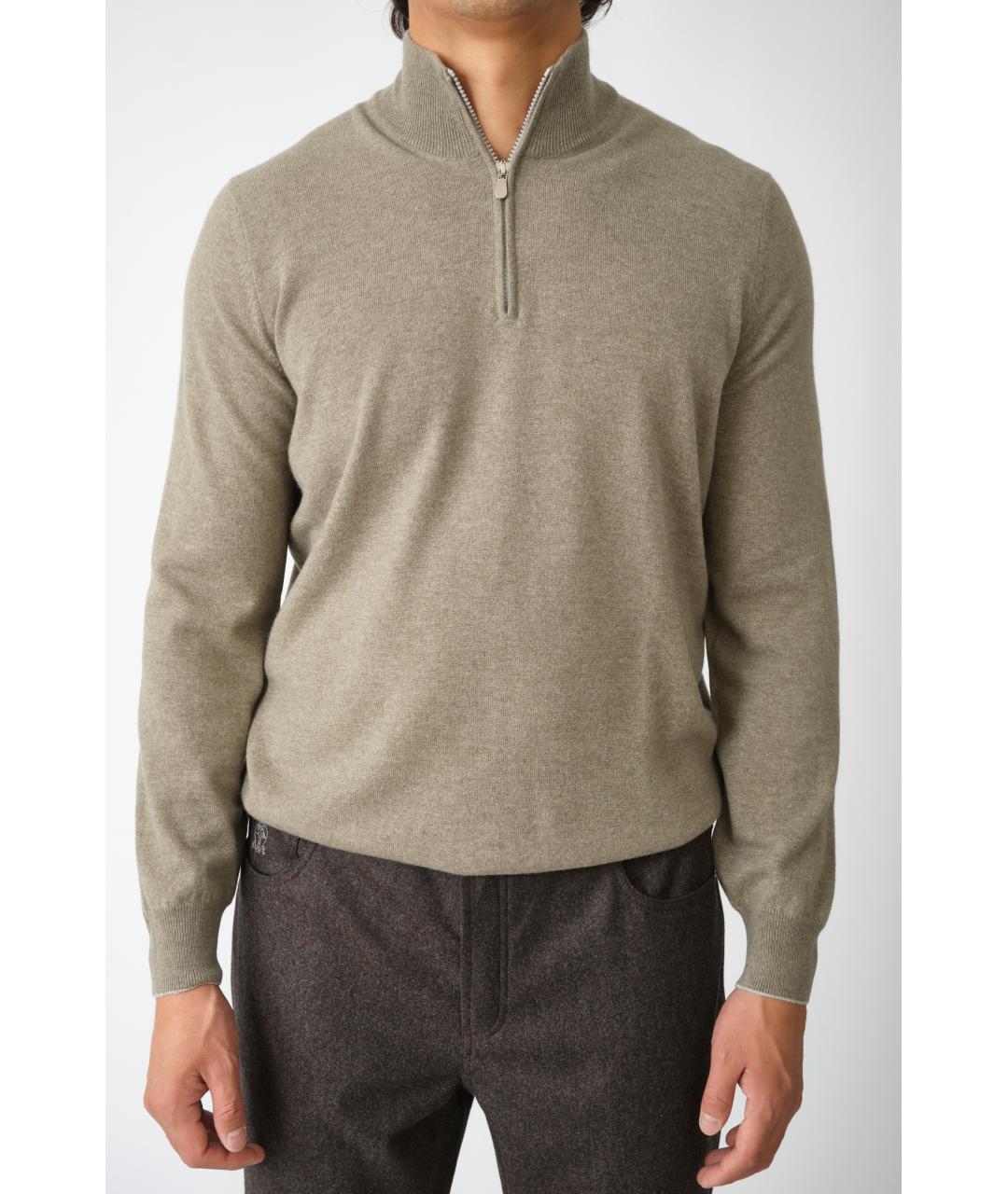 BRUNELLO CUCINELLI Хаки кашемировый джемпер / свитер, фото 3