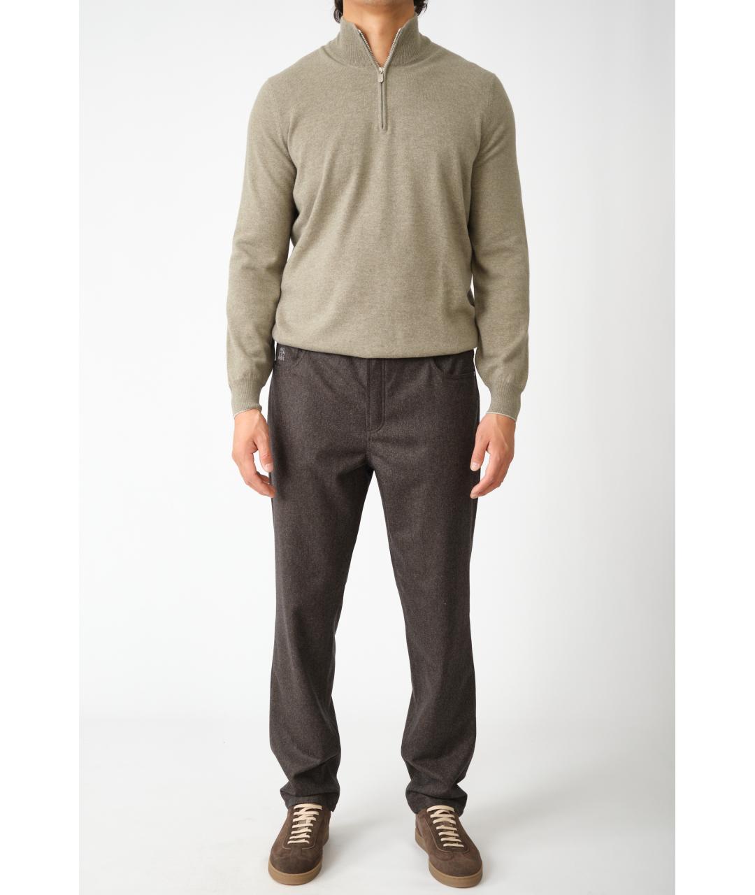 BRUNELLO CUCINELLI Хаки кашемировый джемпер / свитер, фото 2