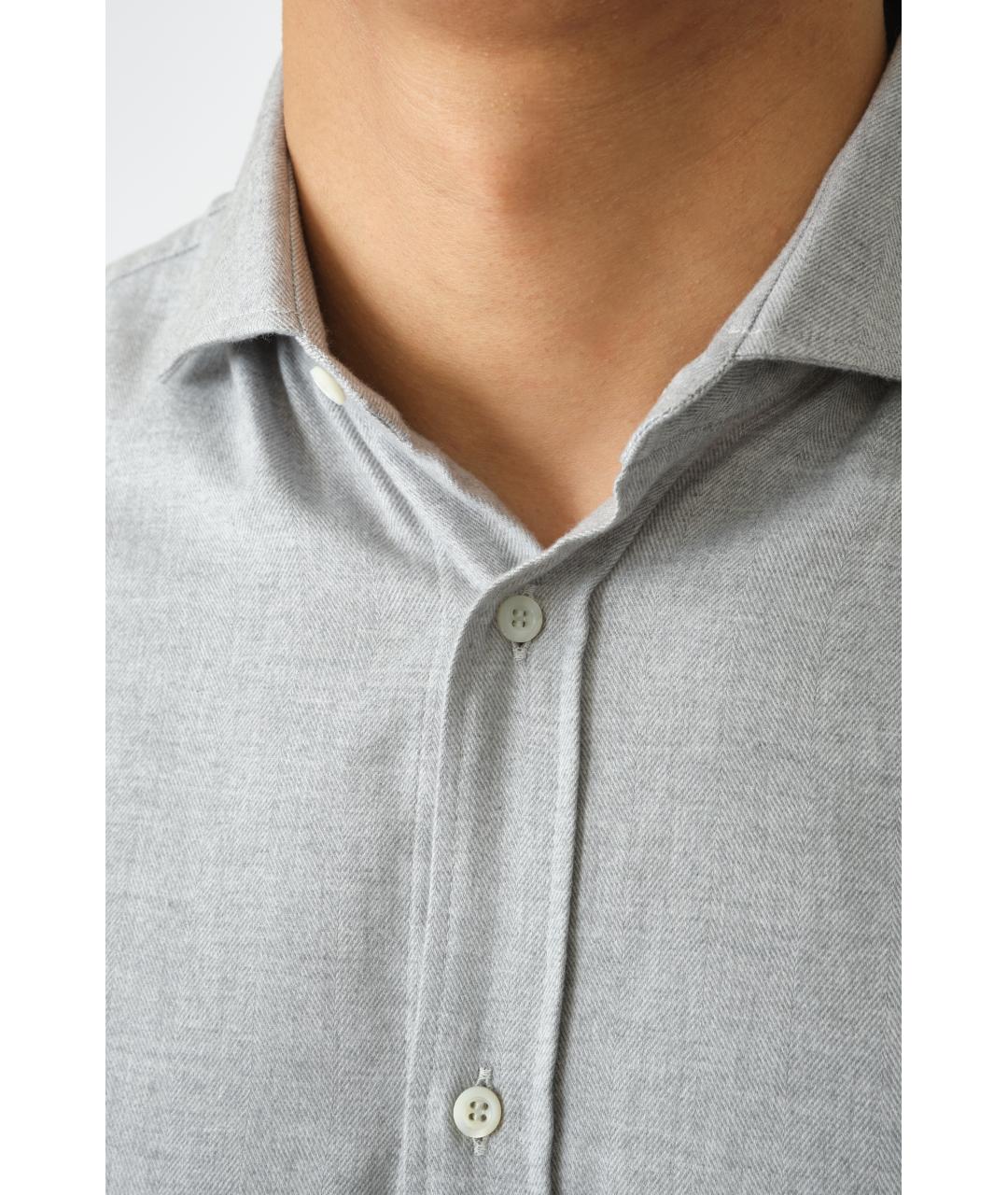 BRUNELLO CUCINELLI Серая хлопковая классическая рубашка, фото 6