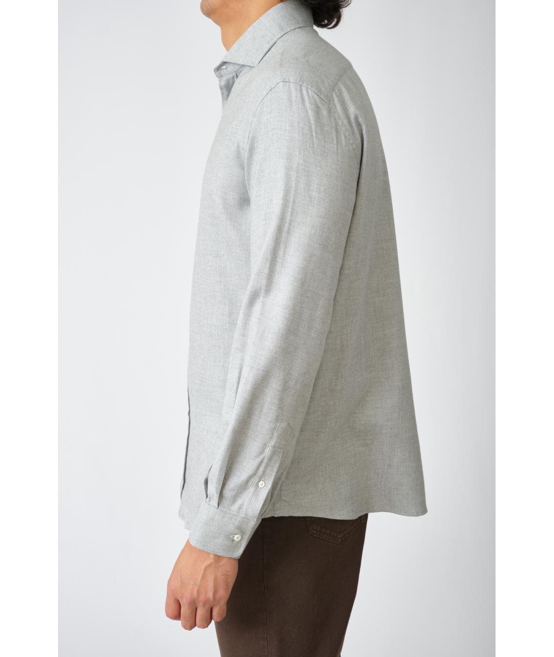 BRUNELLO CUCINELLI Серая хлопковая классическая рубашка, фото 4