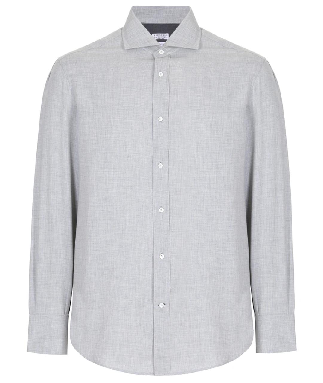 BRUNELLO CUCINELLI Серая хлопковая классическая рубашка, фото 1