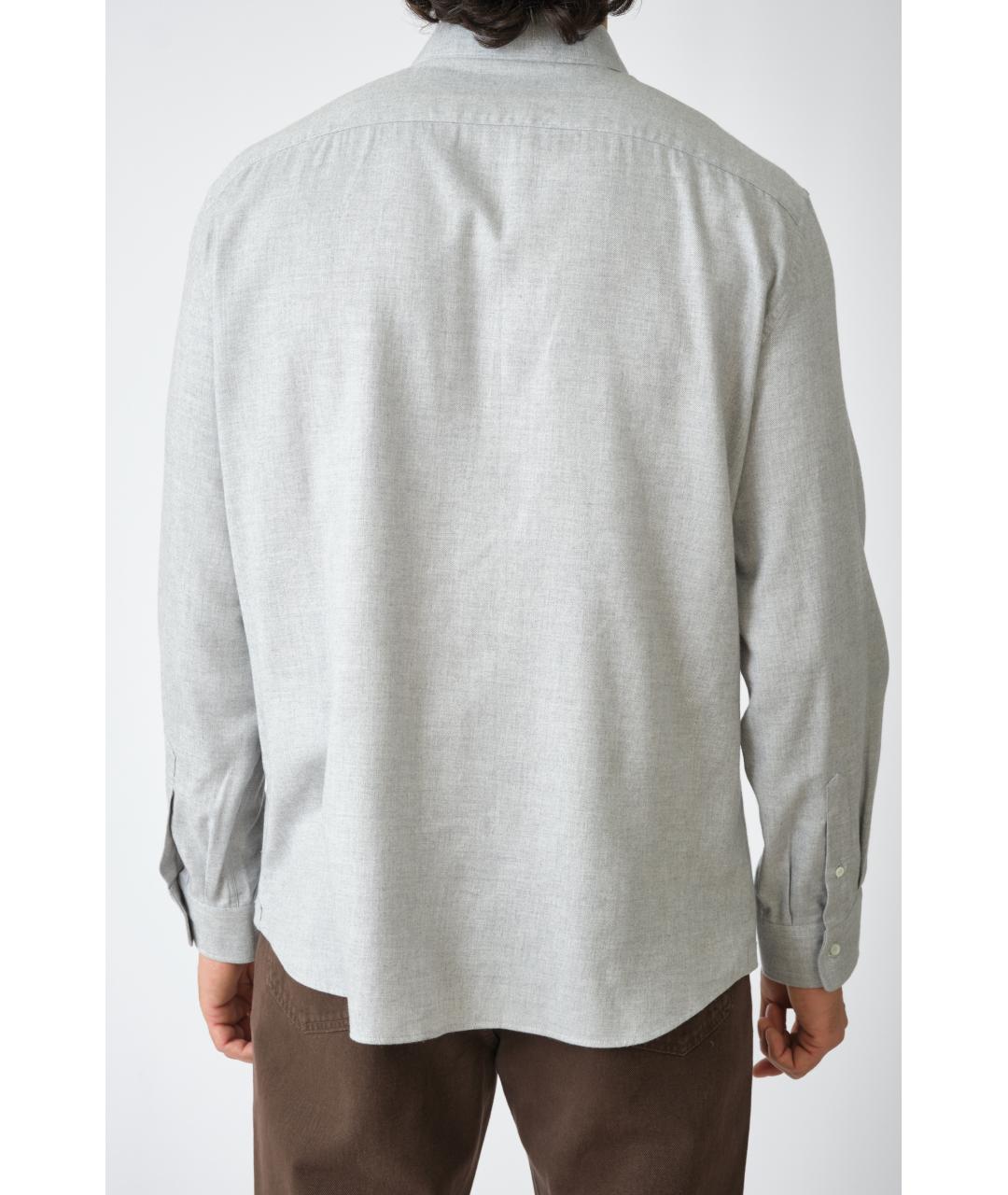 BRUNELLO CUCINELLI Серая хлопковая классическая рубашка, фото 5