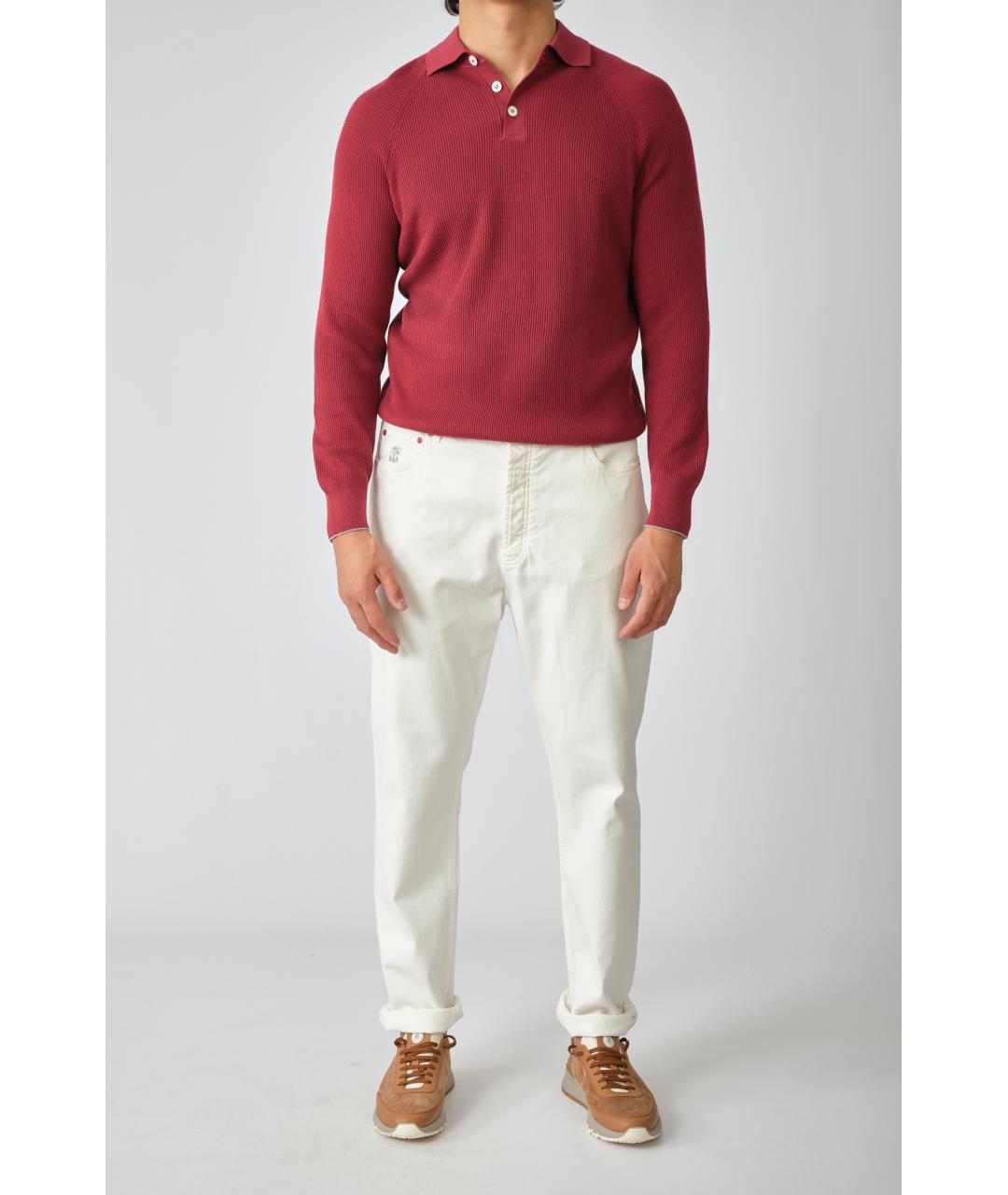 BRUNELLO CUCINELLI Бордовый хлопковый джемпер / свитер, фото 2