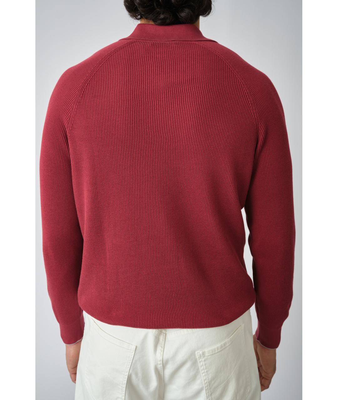 BRUNELLO CUCINELLI Бордовый хлопковый джемпер / свитер, фото 4