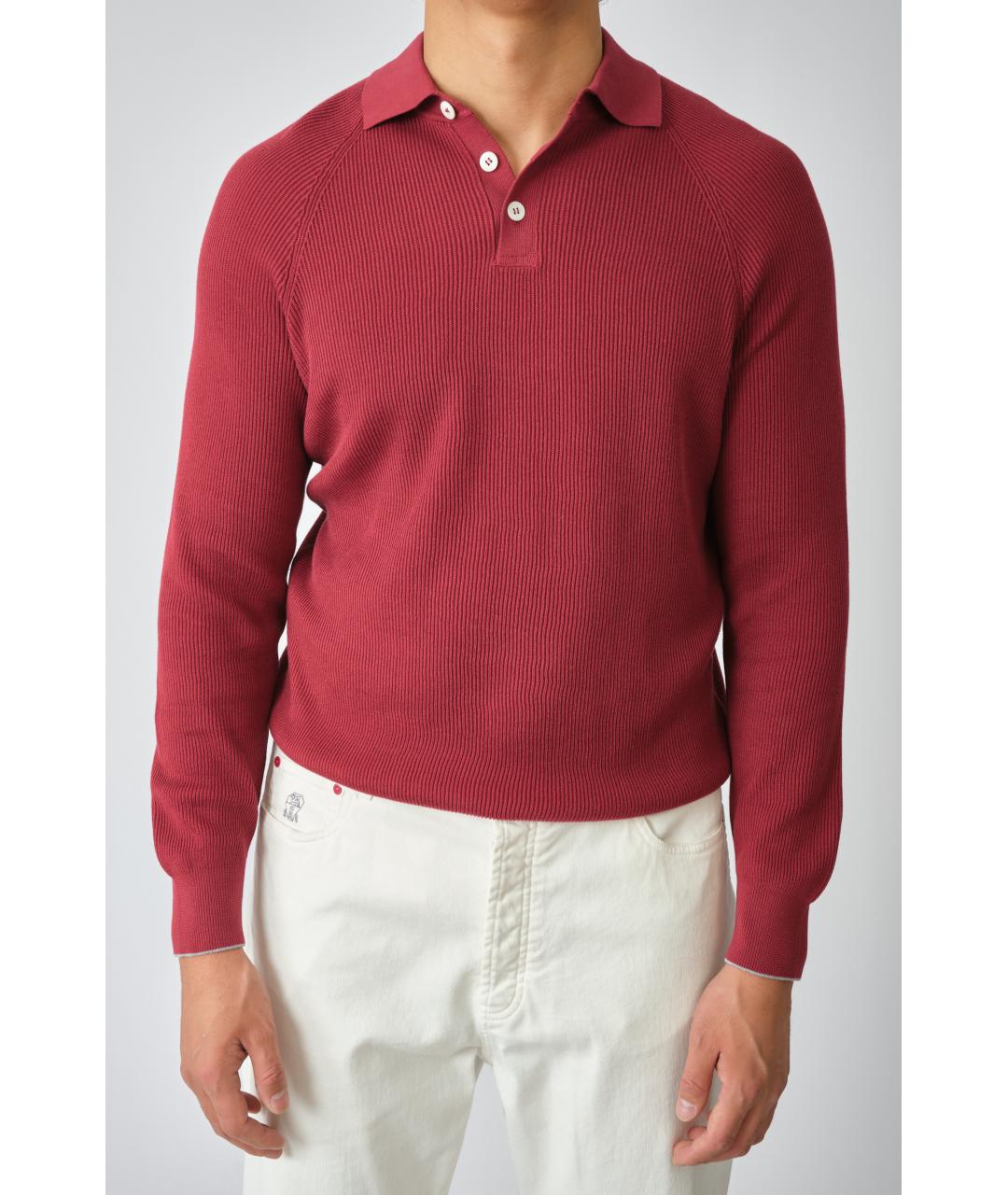 BRUNELLO CUCINELLI Бордовый хлопковый джемпер / свитер, фото 3
