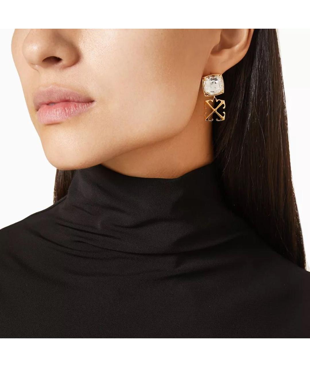 OFF-WHITE Золотые латунные серьги, фото 7