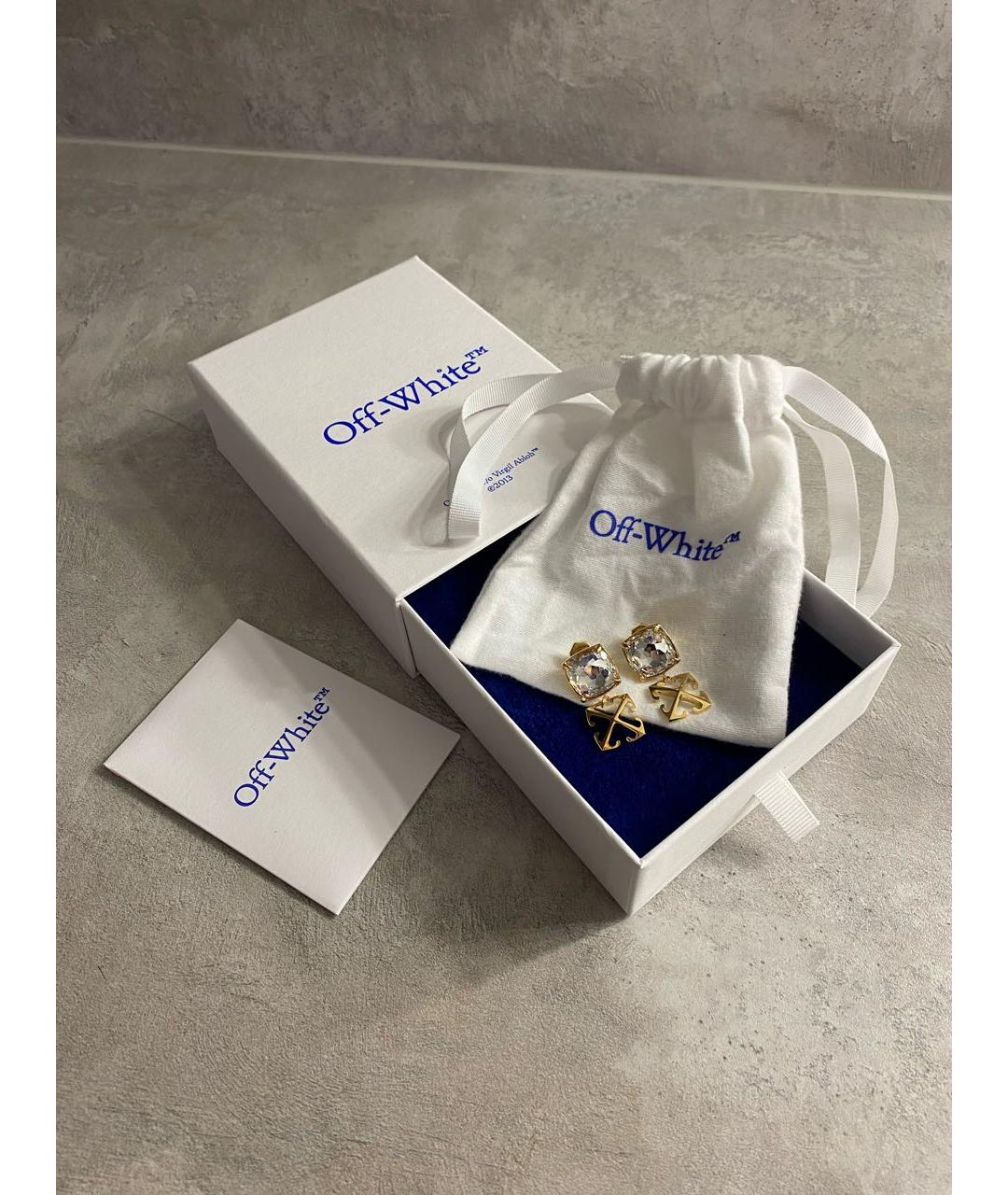 OFF-WHITE Золотые латунные серьги, фото 3