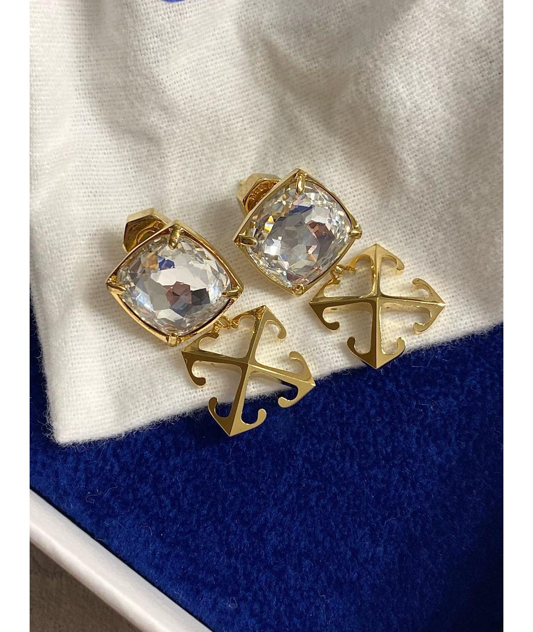 OFF-WHITE Золотые латунные серьги, фото 2