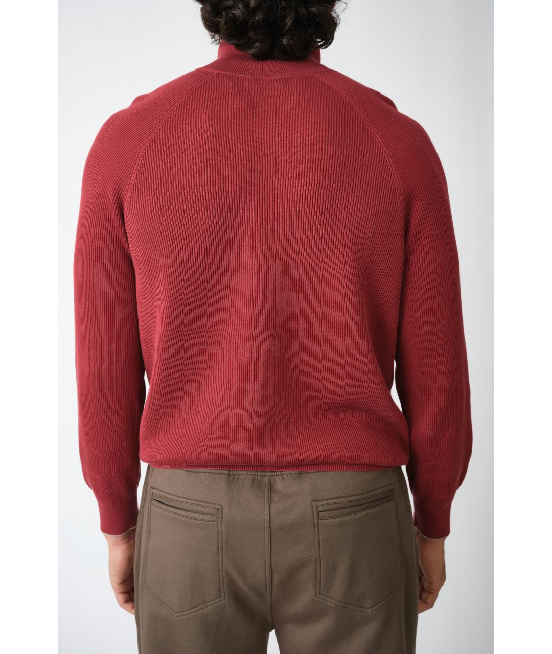 BRUNELLO CUCINELLI Бордовый хлопковый джемпер / свитер, фото 5
