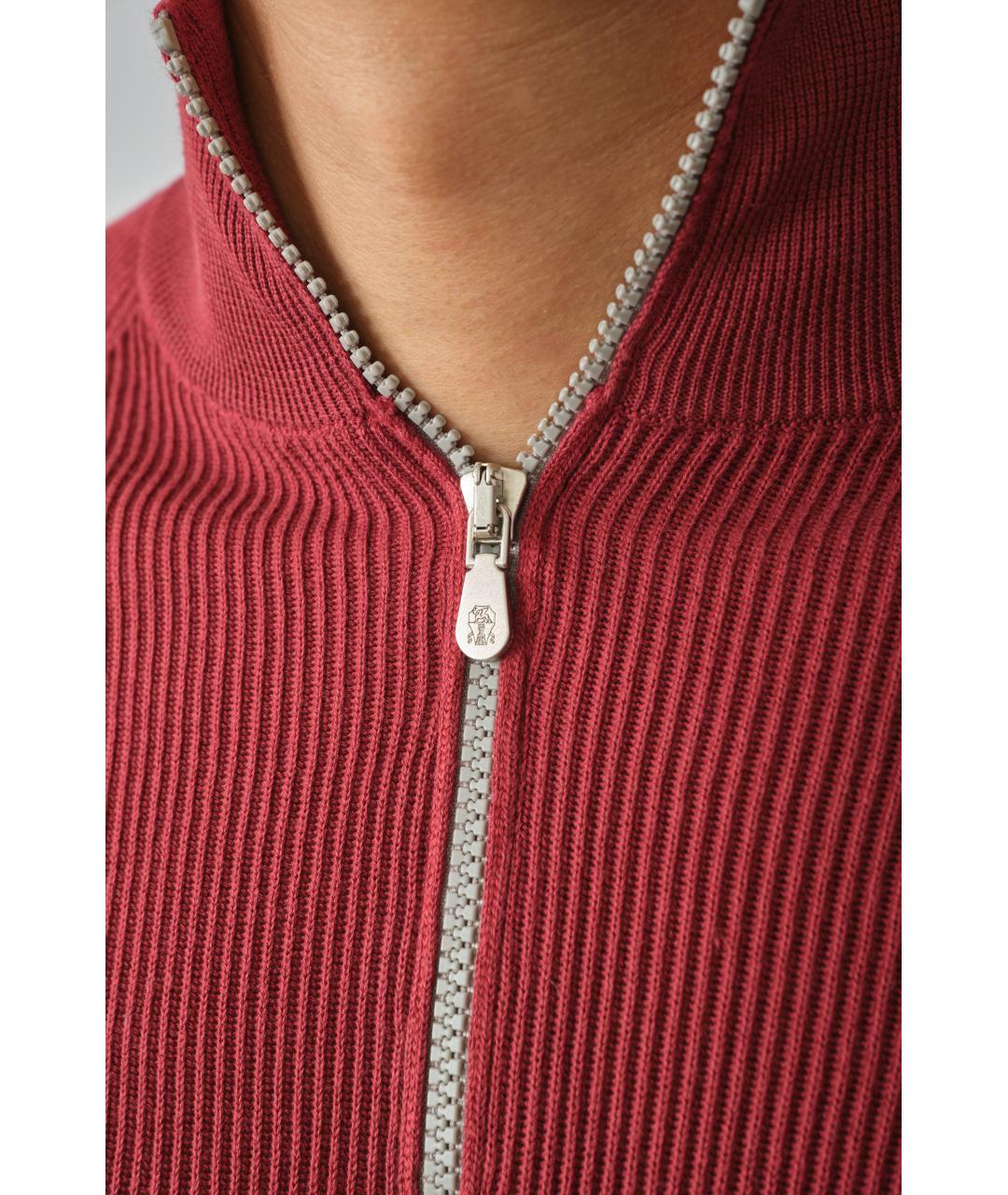 BRUNELLO CUCINELLI Бордовый хлопковый джемпер / свитер, фото 6