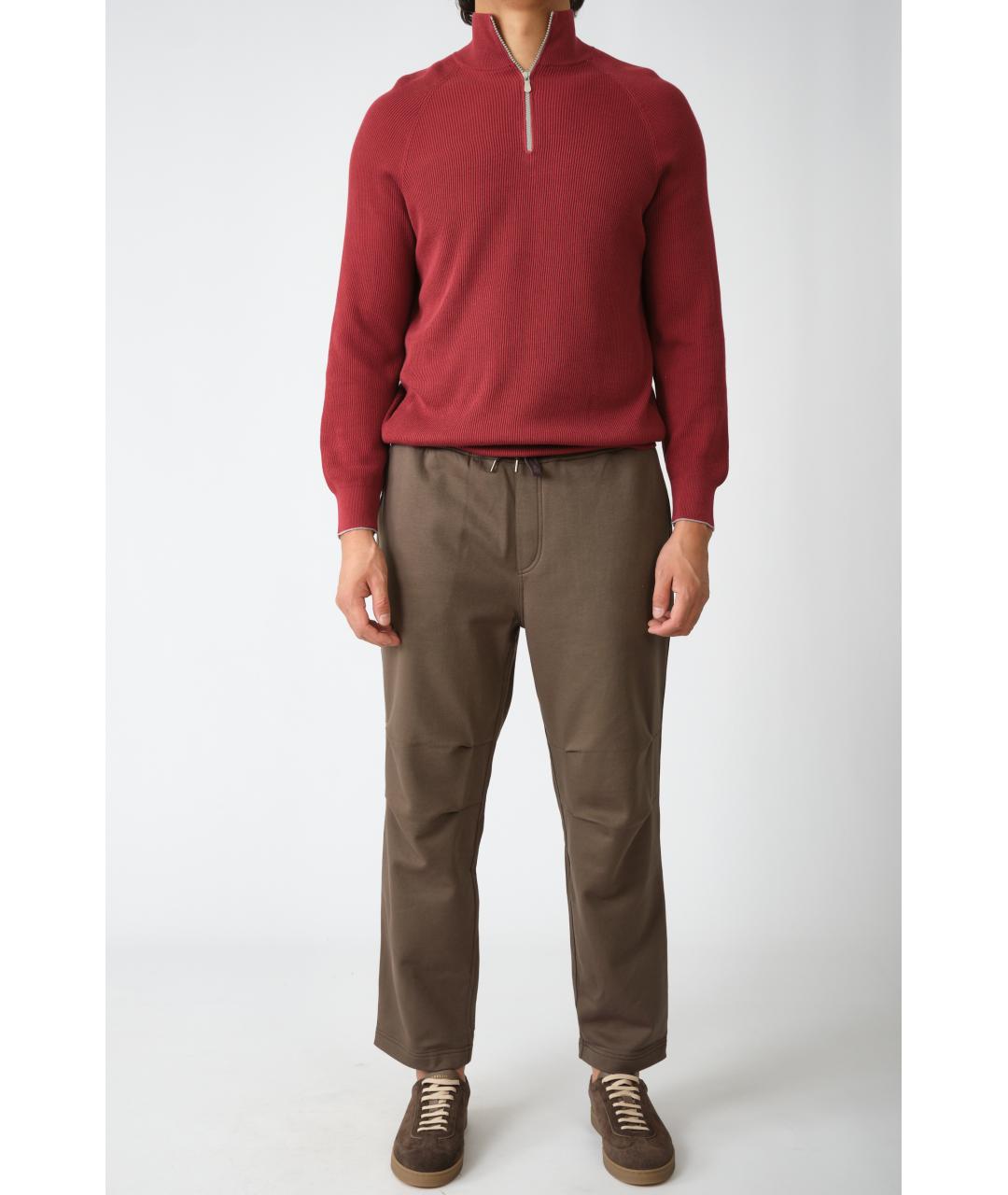 BRUNELLO CUCINELLI Бордовый хлопковый джемпер / свитер, фото 2