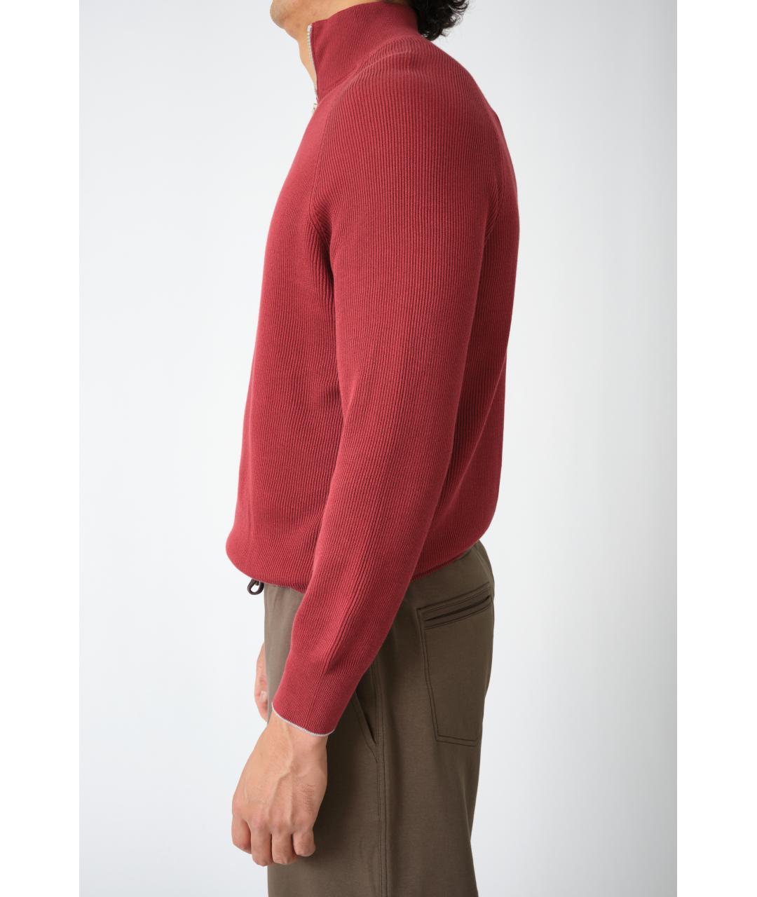 BRUNELLO CUCINELLI Бордовый хлопковый джемпер / свитер, фото 4