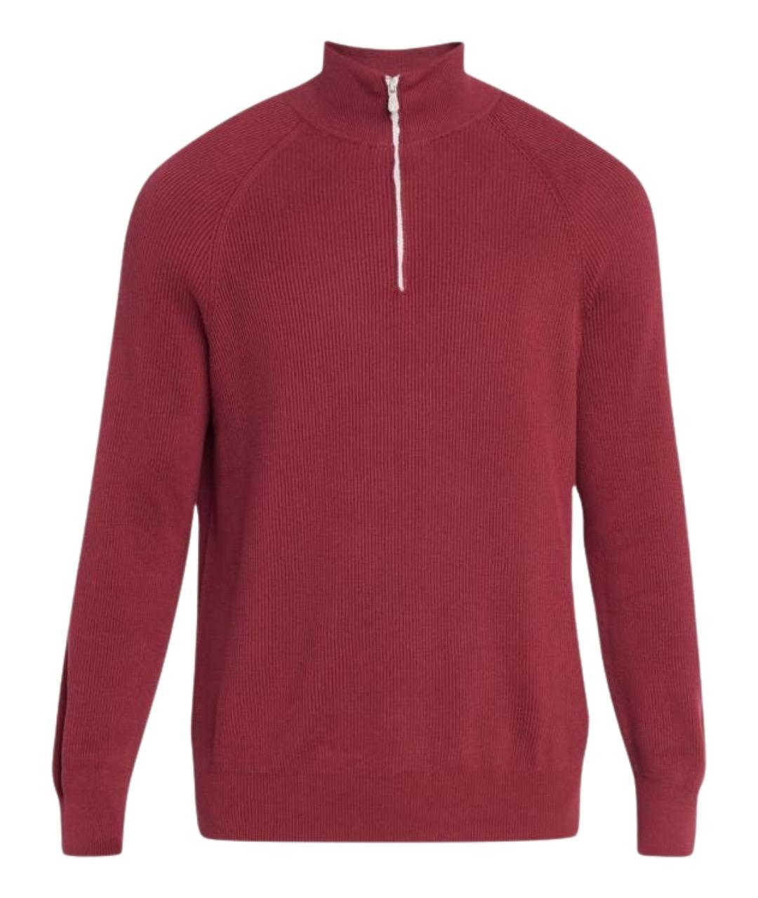 BRUNELLO CUCINELLI Бордовый хлопковый джемпер / свитер, фото 1