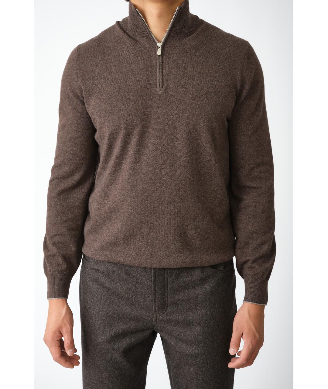 BRUNELLO CUCINELLI Коричневый кашемировый кардиган, фото 3