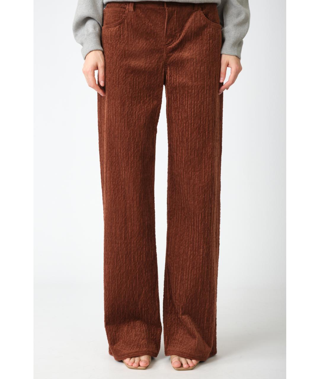 MAGDA BUTRYM Коричневые хлопковые прямые брюки, фото 3