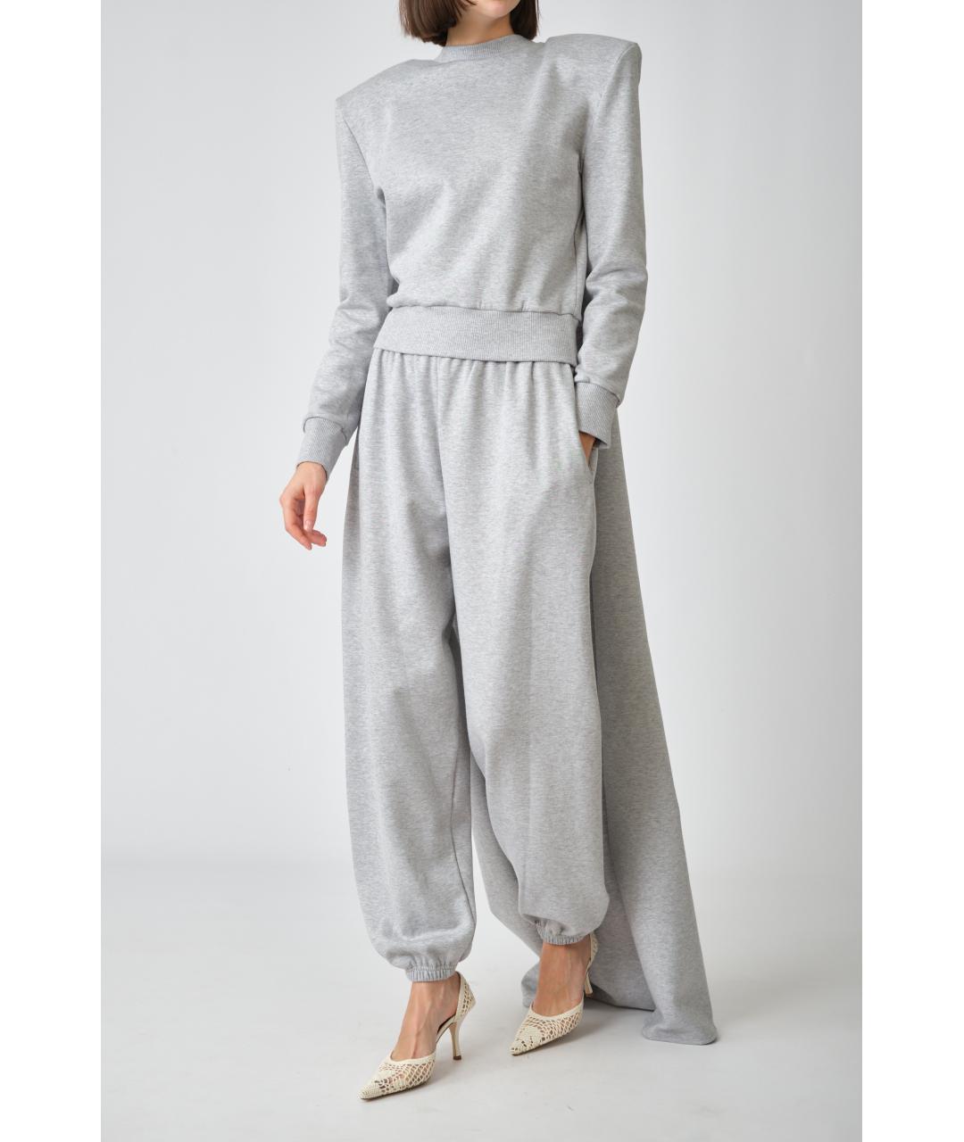 MAGDA BUTRYM Серые хлопковые прямые брюки, фото 6