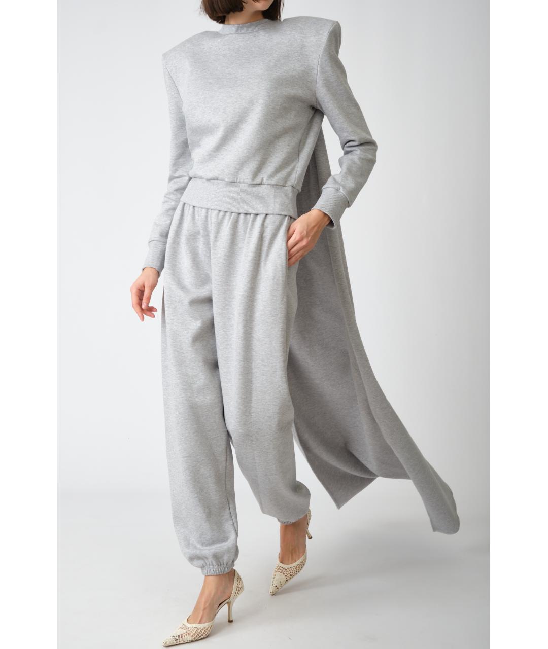 MAGDA BUTRYM Серые хлопковые прямые брюки, фото 7