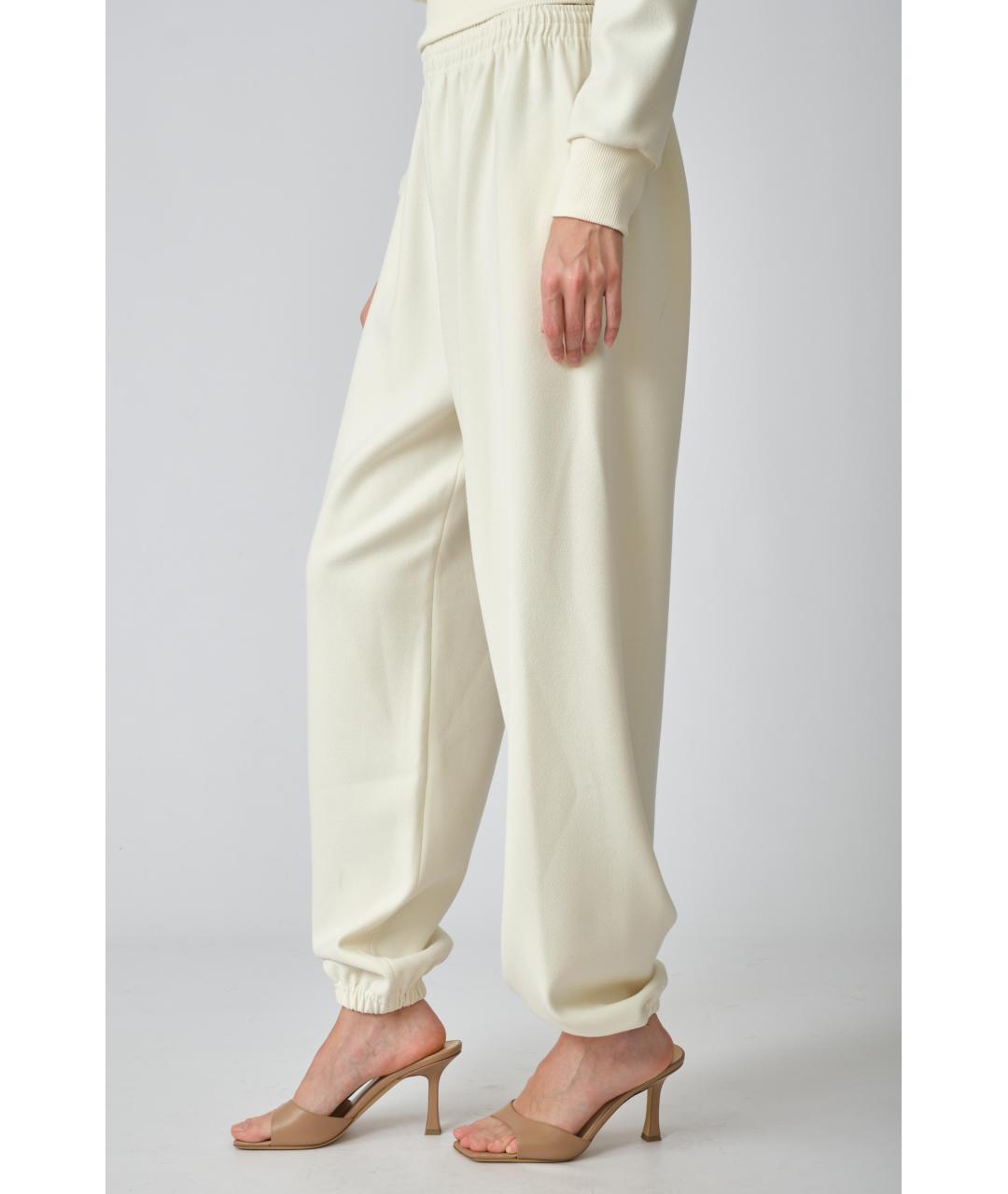 MAGDA BUTRYM Белые полиэстеровые прямые брюки, фото 3