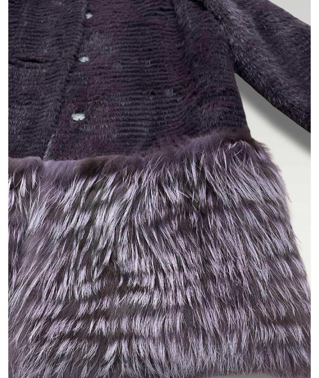 YVES SALOMON Фиолетовая меховая шуба, фото 5
