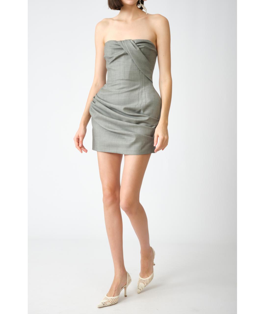 MAGDA BUTRYM Серое шерстяное вечернее платье, фото 8