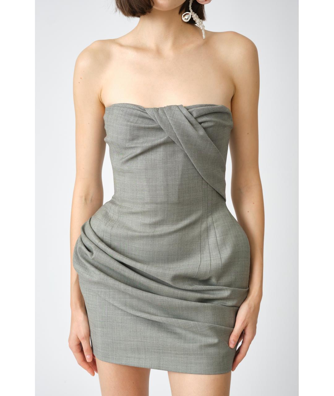 MAGDA BUTRYM Серое шерстяное вечернее платье, фото 3